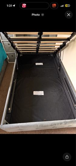 Gray Upholstered Twin Storage Bed with Lift-Up Platform