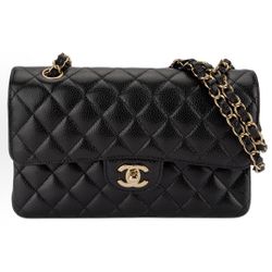 CHANEL Classic Flap CF Classic Chain Shoulder Strap Leather Chain Diamond Grain Embossed Cowhide Crossbody Shoulder Bag Small Size Women's (652)12