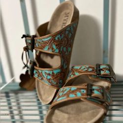 😍New Release Amazing Myra Bag Hand Tooled Genuine Leather Spring Break Sandals