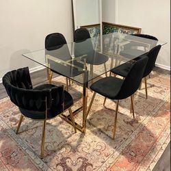Black Gold Dining Table For 6 People