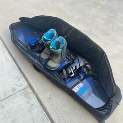 Burton Clash 160, Men’s 11.5 boots, and Travel bag