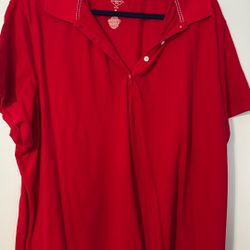 Red Polo 4 Button