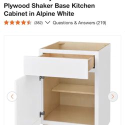 Hampton Bay Avondale White Shaker 24” Base Kitchen Cabinet