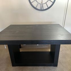 Cosmopolitan 6 Piece Black & Gray Upholstered Extendable Dining Set with Storage Bench