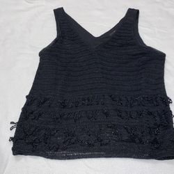 Carole Little Knitwear Black Tank Top Blouse Party Cocktail Women Medium A003
