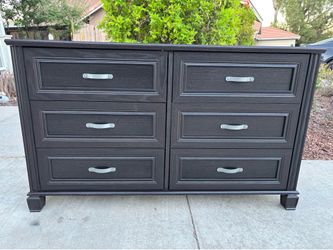 Black 6 Drawer Dresser Chest of Drawers Furniture Great Condition