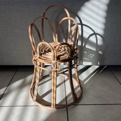 vintage rattan plant stand / stool