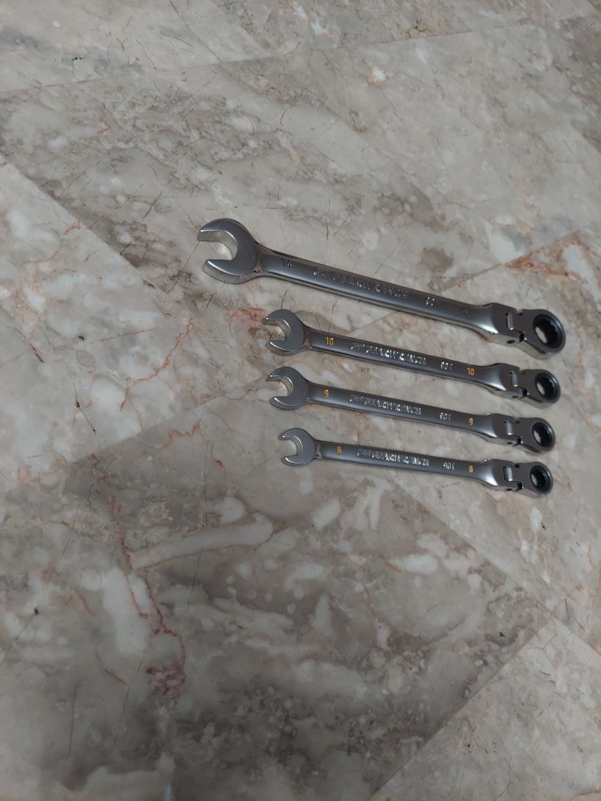 4 Piece Gearwrench Flexhead Wrench Metric 90t New Sizes 8mm 9mm 10mm 14mm