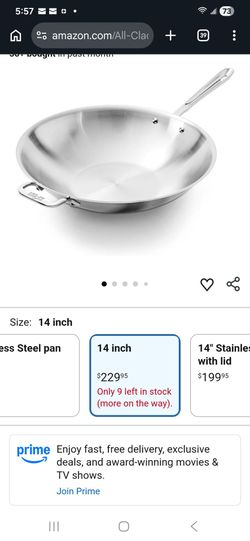 All Clad 3D stainless steel 14" work & stir fraying pan