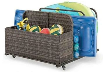 Barton Rolling Toy Caddy All-Wicker Outdoor Patio Furniture Organizer Wicker Box Float Deck Rolling Holder Bench

Brand new in box 📦