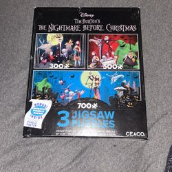 Disney 3 PUZZLES The Nightmare Before Christmas Jigsaw Puzzles 300-500-700, NEW