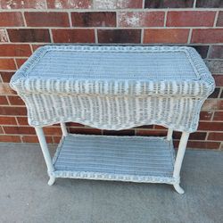 Pier One Vintage Wicker Table with Bottom Self.