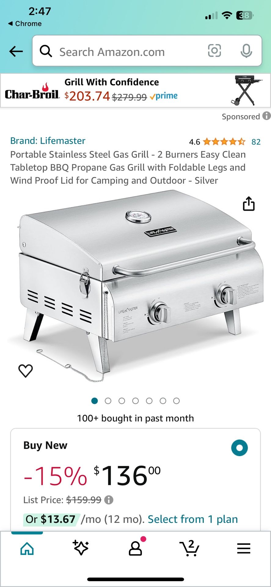 Tabletop Two Burner Bbq Grill 