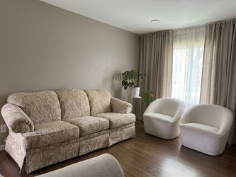 Floral Upholstered Three-Seat Sofa