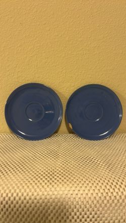 2 Blue Pastel Bread Plates/Saucers Ceramic Native California Vintage Pottery