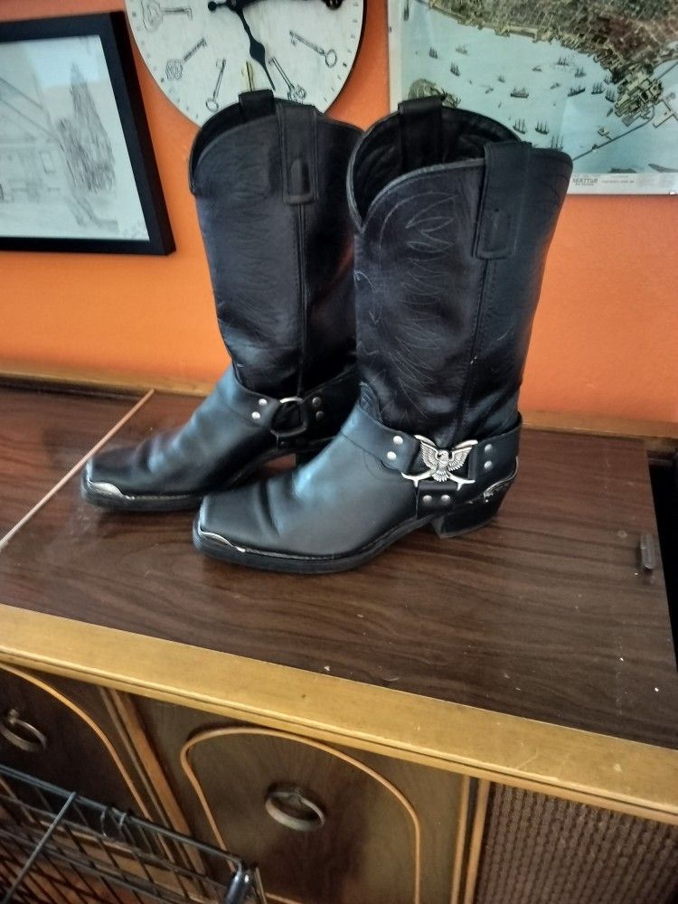 Black Leather Boots. Men's Size 10
