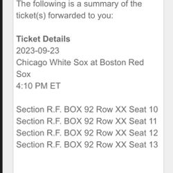 4 Red Sox Tickets for game on 9/22