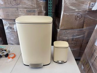 Arlopu Step Trash Can Combo Set, 13.2 Gallon & 1.3 Gallon