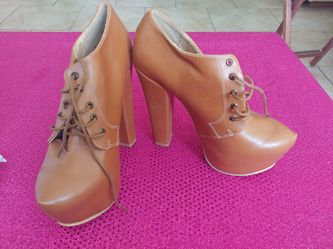 Botines Cafe tacon alto size 25M Brown ankle boots high heel 8USA