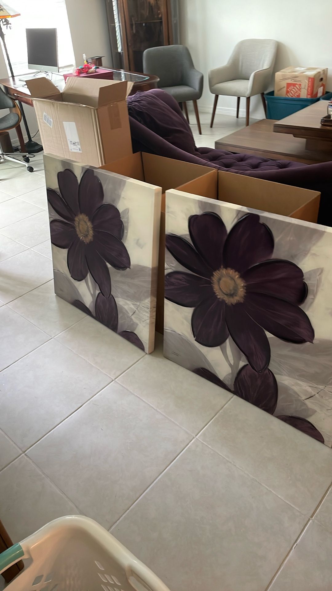 2 Canvas Flowers