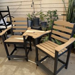 Tall Adirondack Chairs Set of 2 with Connecting Table. Assembled 