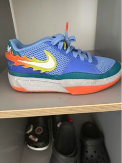 Size 4 Nike Ja Morant 1 GS Backyard BBQ Blue White FN4398-400 Basketball Shoes