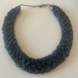 VTG Womens Multicolor Multi Strand Braided Seed Bead Collar Necklace, Size 7.5”
