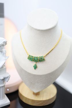 Natural Emerald Pendant Made With 18k Real Gold