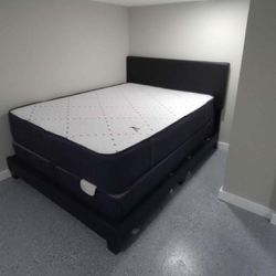 New Queen Bed Frame And A mattress With Box Spring 