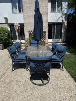 Complete Outdoor Patio Set…Dining and Chairs, Chaise, Bench, Tables
