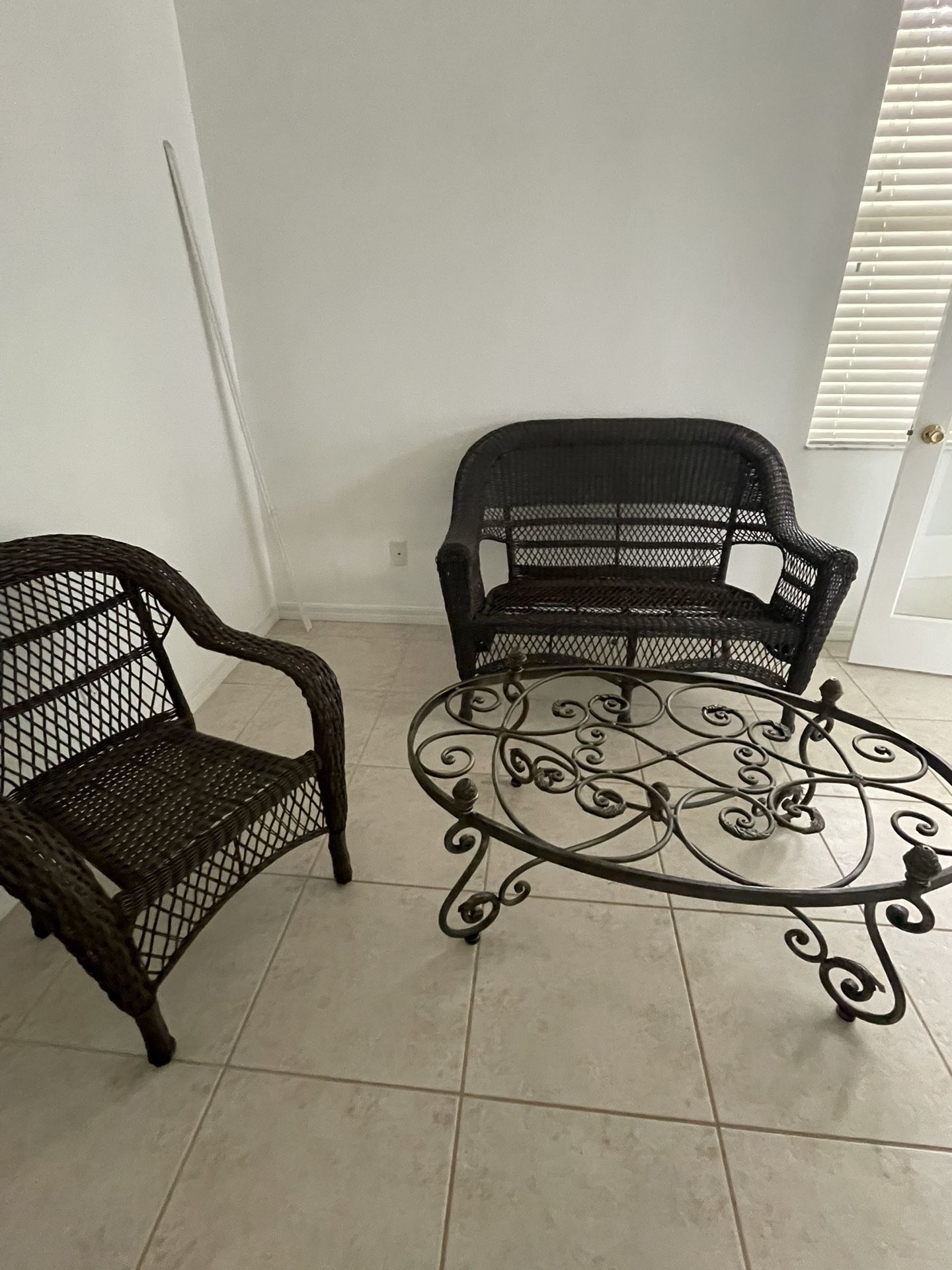 Patio furniture and crystal bowls