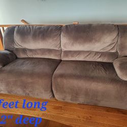 Reclining Brown Couch, 7' long, Pickup in Huntley. Smoke free home.