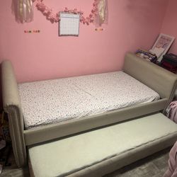 twin bed, no mattresses