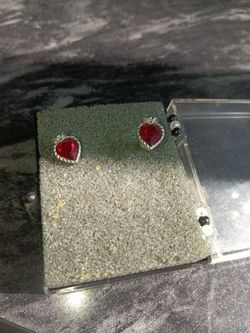 Red Heart Crystal Stud Earrings