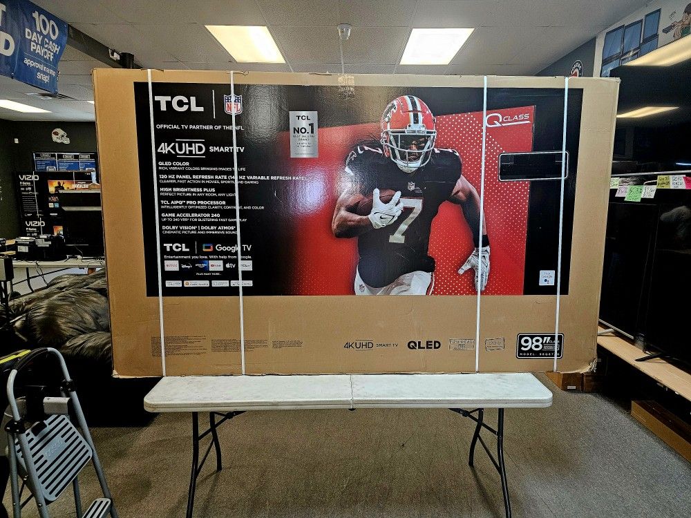 TCL 98 INCH QLED 144HZ TV'S IN STOCK 98Q672G HDMI 2.1 BLUETOOTH W/WARRANTY - PAYMENT PLAANS