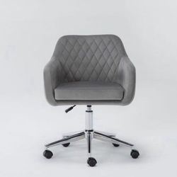 GREY VELVET OFFICE CHAIR 