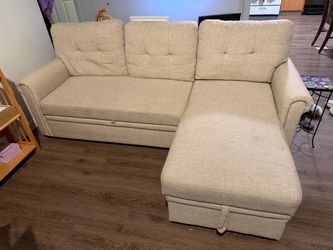 L-shaped couch with storage and pull out bed
