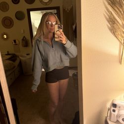 Half Zip Cropped Hoodie