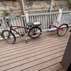 Pedego Custom E-bike and 2 Wheel Basket. Take Rear Wheel Off Bike And You Can Cruiser Have A Trike With A Big Basket.
