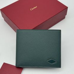 CARTIER LOSANGE GREEN LEATHER WALLET 6CC CARD HOLDER BRAND NEW 100% GENUINE $775