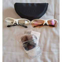 Sport Sunglasses Eyewear White Frame with Case, 2pc Set