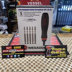 VESSEL Interchangeable Ratchet Screwdriver 5pc. Bit Set 