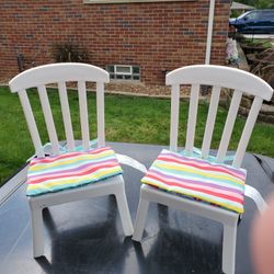 2 Plastic Doll Chairs Reverse Cushions