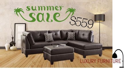 New 3pcs sofa sectional chic bonded leather