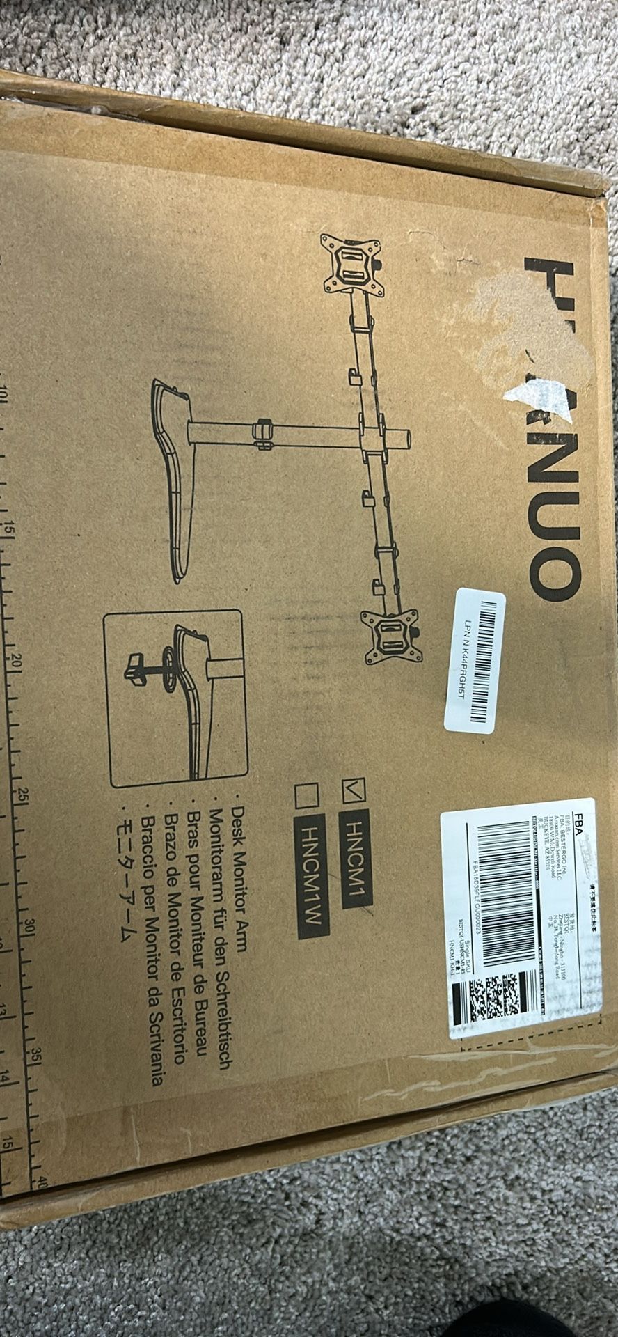 HUANUO 32 inches Dual Monitor Stand up to 17.6lbs per Arm, High-Grade Aluminum Free-Standing Dual Monitor Mount for 2 Screens. Fully Adjustable Dual M