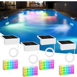 angue Solar Pool Lights, Solar Powered LED with IP68 Waterproof, 16 Colors, 7 Brightness Levels, and Timer for Swimming, Inground and Above Ground 