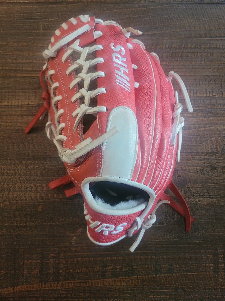 Custom Red & White Left Handed Throw Baseball Glove 