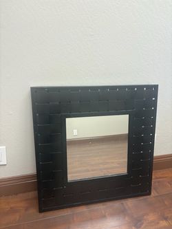 Mirror with Black Woven Frame