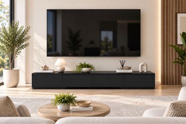 Large Extendable Modern Black Tv Console Table