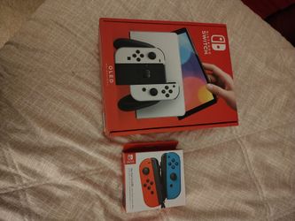 New 64GB Nintendo Switch OLED Model w/ White Joy/Con plus New Neon Red and Neon Blue Joy/Cons
